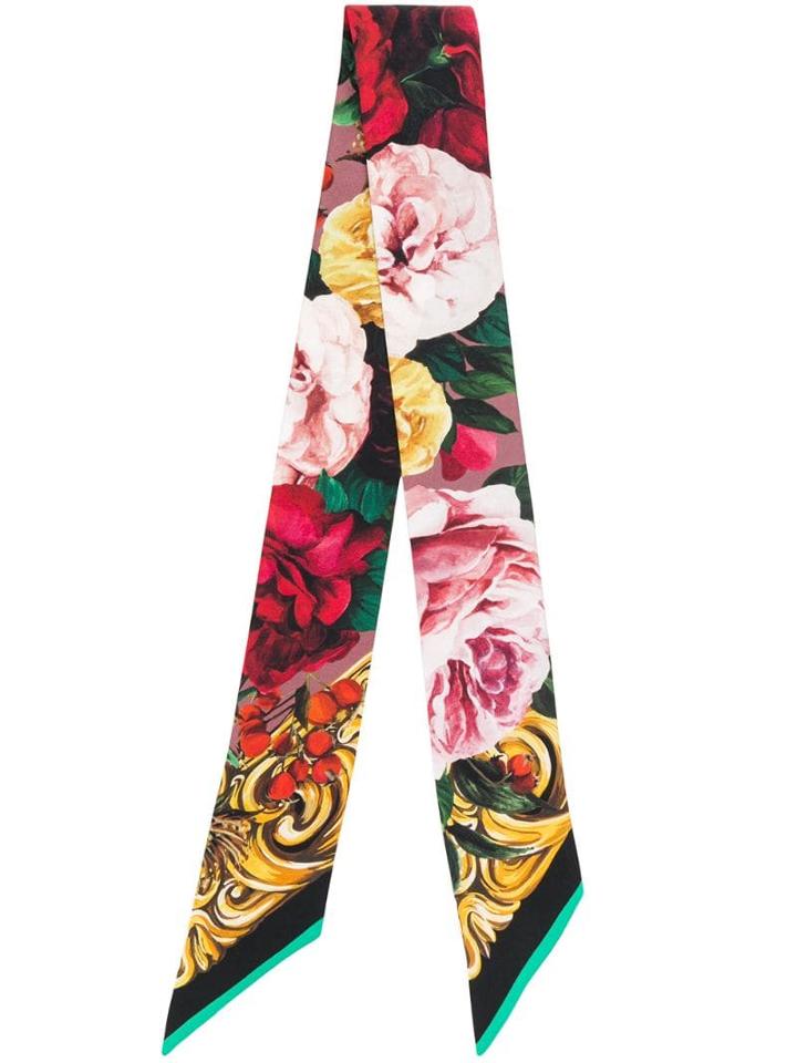 Dolce & Gabbana Floral Print Slim Scarf - Pink
