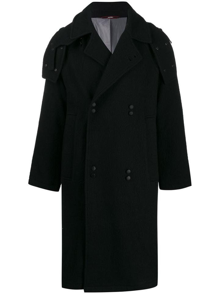 Indice Studio Double-breasted Trench Coat - Black