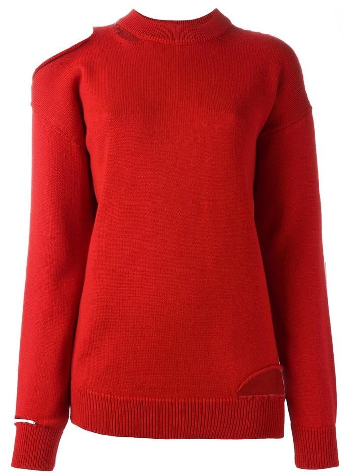 Erika Cavallini Cut-out Jumper, Women's, Size: Xs, Red, Acrylic/wool