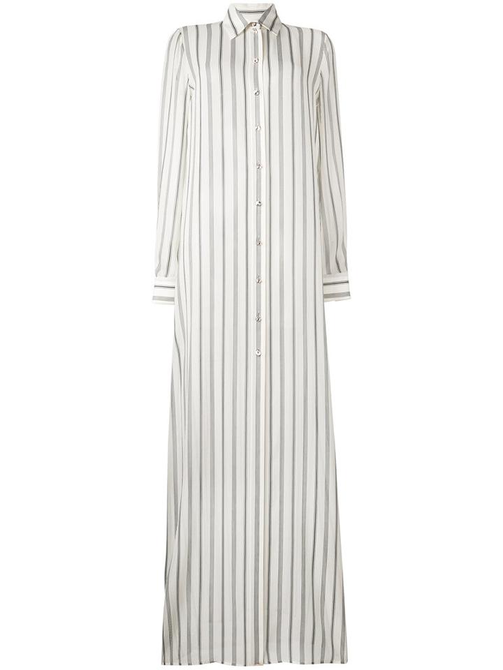 Lanvin - Long Striped Shirt - Women - Silk - 38, White, Silk