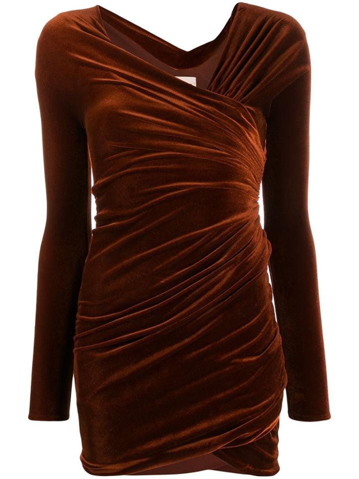 Alexandre Vauthier Fitted Draped Dress - Brown