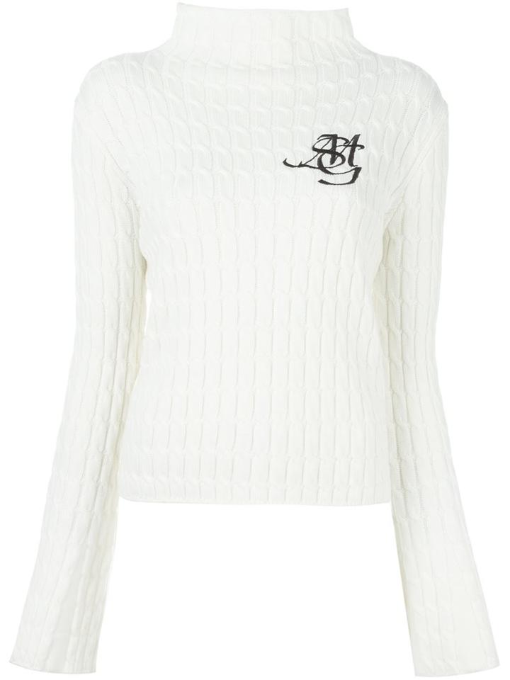 Msgm Cable Knit Sweater, Women's, Size: Xs, White, Virgin Wool
