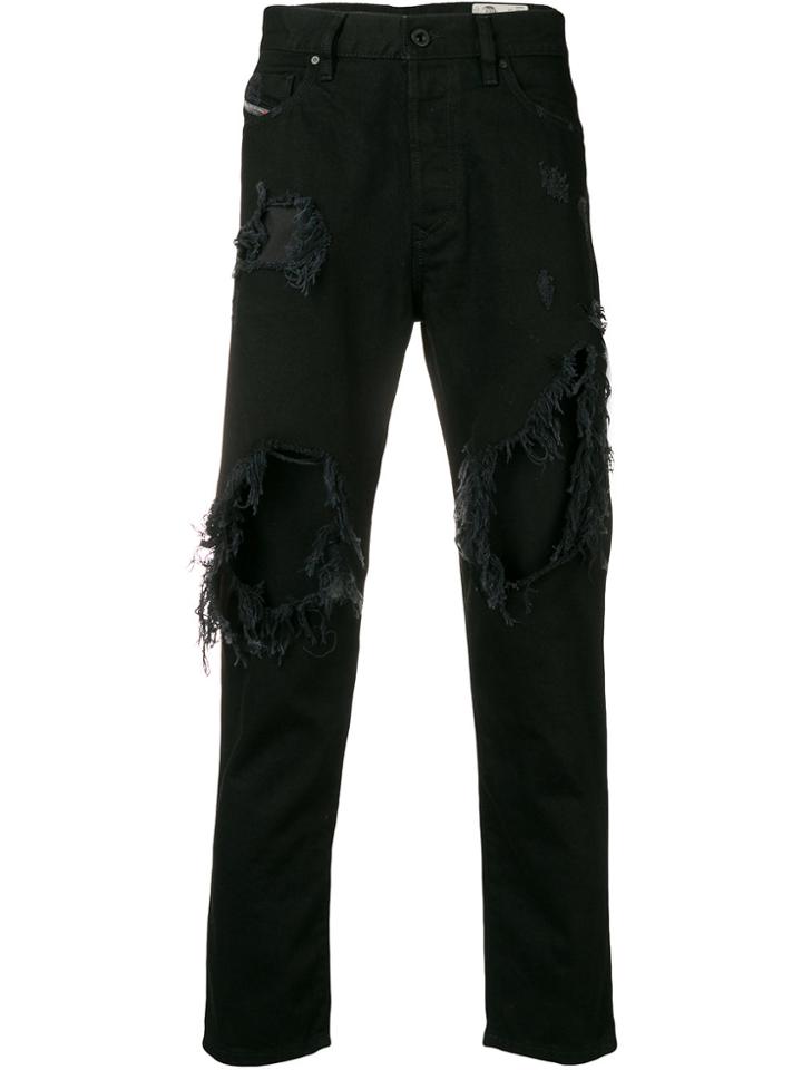 Diesel Ripped Slim Jeans - Black