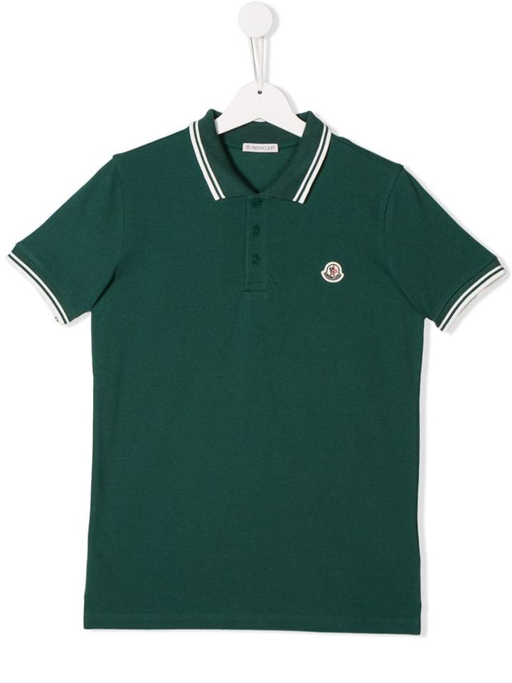 Moncler Kids Teen Stripe Trimmed Polo Shirt - Green