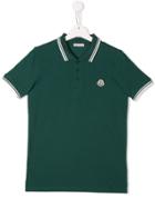Moncler Kids Teen Stripe Trimmed Polo Shirt - Green