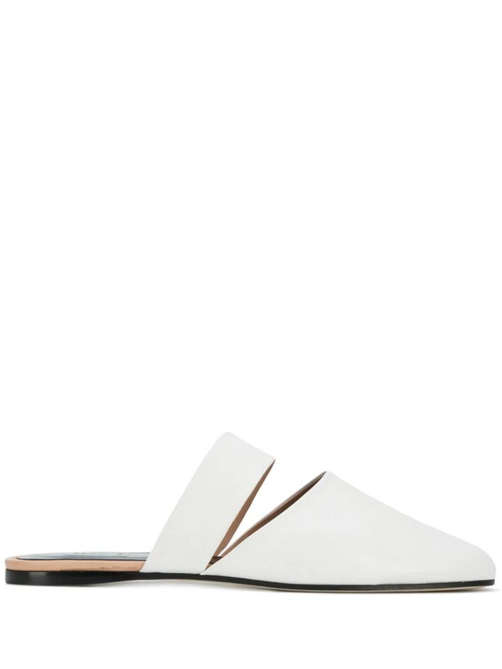 Plan C Round Toe Mules - White