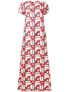 La Doublej Long Length Patterned Swing Dress - Red