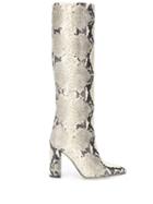 Paris Texas Snake Print Tall Boots - Neutrals