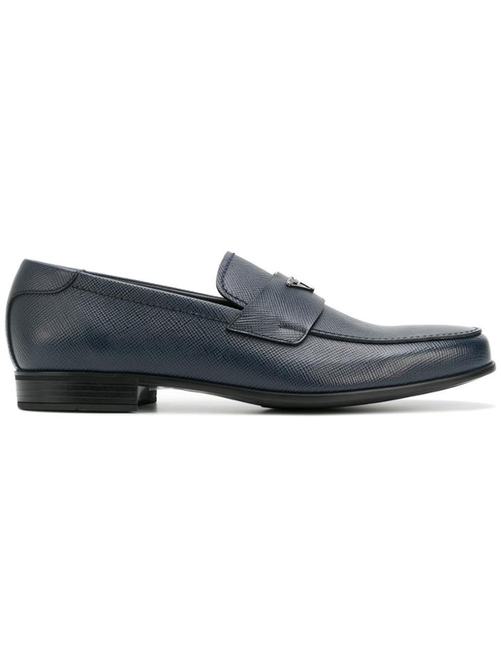 Prada Logo Plaque Loafers - Blue