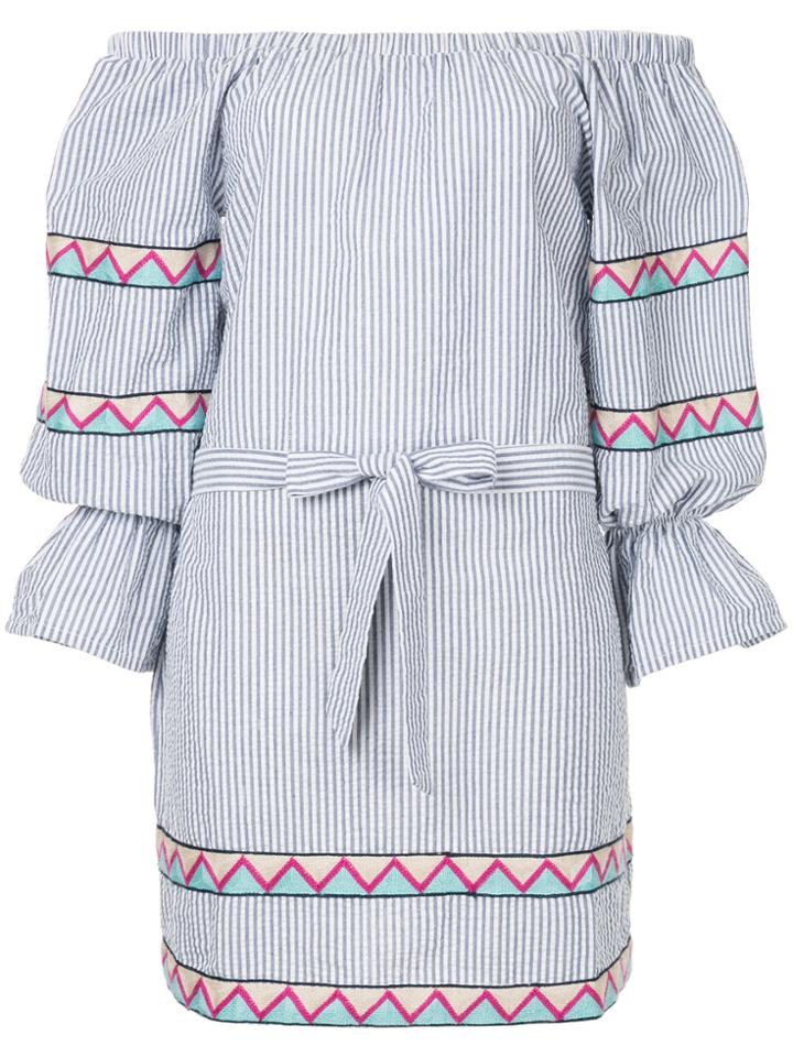 Suboo Maya Striped Off The Shoulder Mini Dress - Blue