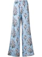 Scrambled Ego Floral Print Trousers - Blue