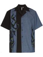 Liam Hodges Fire Ball Two-tone Short-sleeved Cotton Shirt - Black