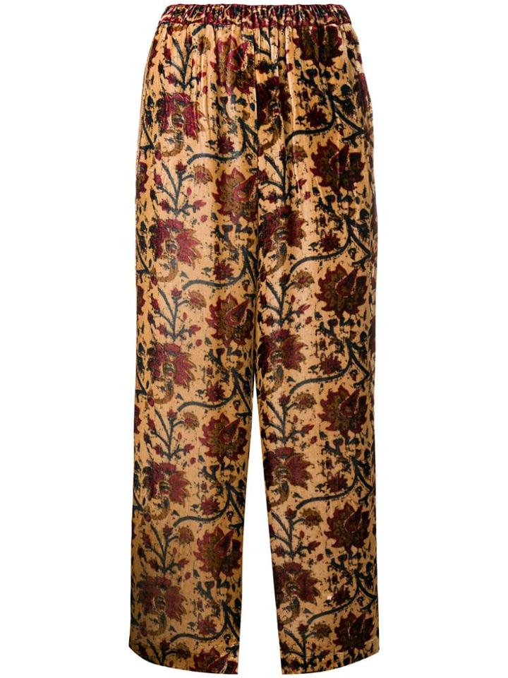 Mes Demoiselles Floral Embroidered Trousers - Brown