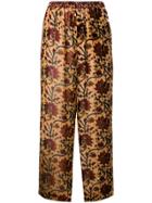 Mes Demoiselles Floral Embroidered Trousers - Brown