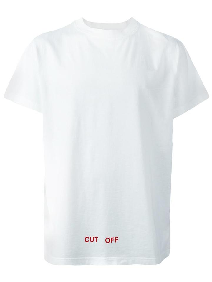 Off-white Logo Print T-shirt, Men's, Size: Large, White, Cotton