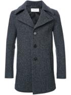 Saint Laurent Notched Collar Short Coat, Men's, Size: 48, Grey, Wool
