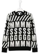 Msgm Kids Knit Logo Print Jumper - Black