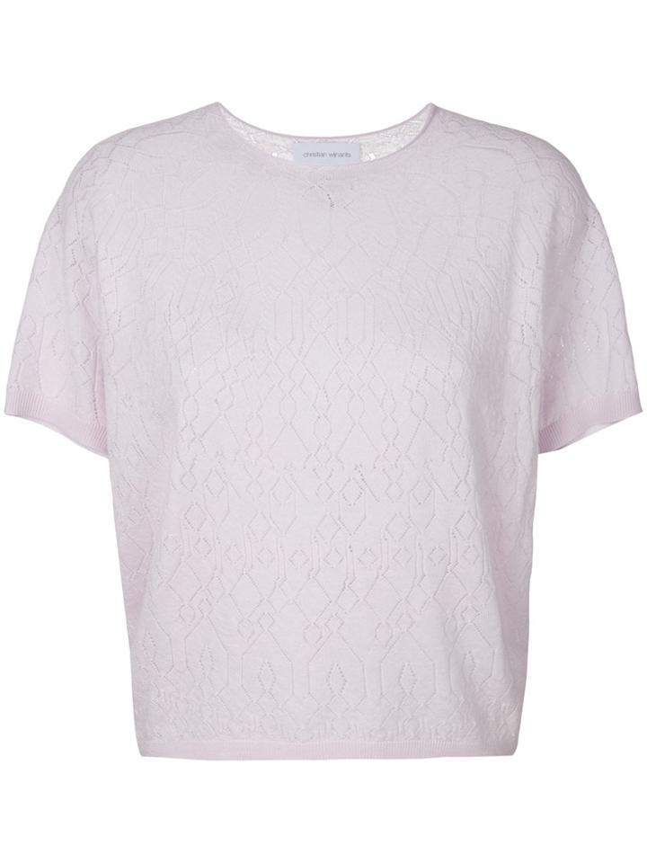 Christian Wijnants Full Fashion Short Sleeve Pointelle Sweater - Pink