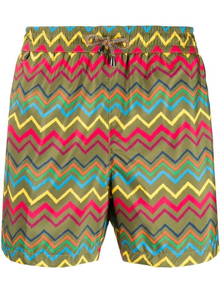 Missoni Zigzag-print Swim Shorts - Green