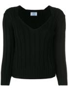 Prada Ribbed Knit Sweater - Black