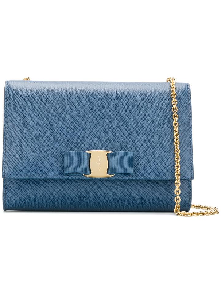 Salvatore Ferragamo - Vara Clutch - Women - Calf Leather - One Size, Blue, Calf Leather