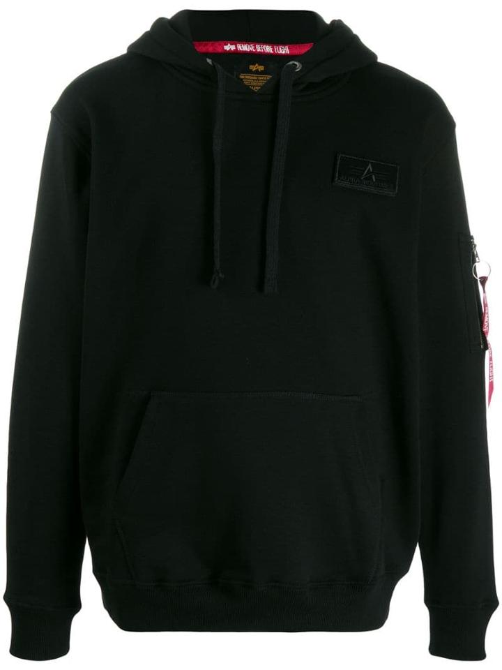 Alpha Industries Logo Stripe Detail Hoodie - Black