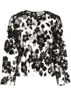 Ashley Williams Sheer Floral Embroidered Blouse - Black
