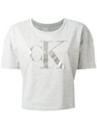 Calvin Klein Jeans Cropped T-shirt With Print, Women's, Size: Large, Grey, Cotton
