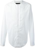 Christian Pellizzari Pleated Bib Shirt, Men's, Size: 48, White, Cotton