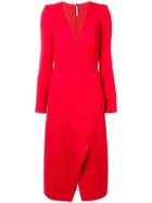 Ermanno Scervino Fitted V-neck Dress - Red