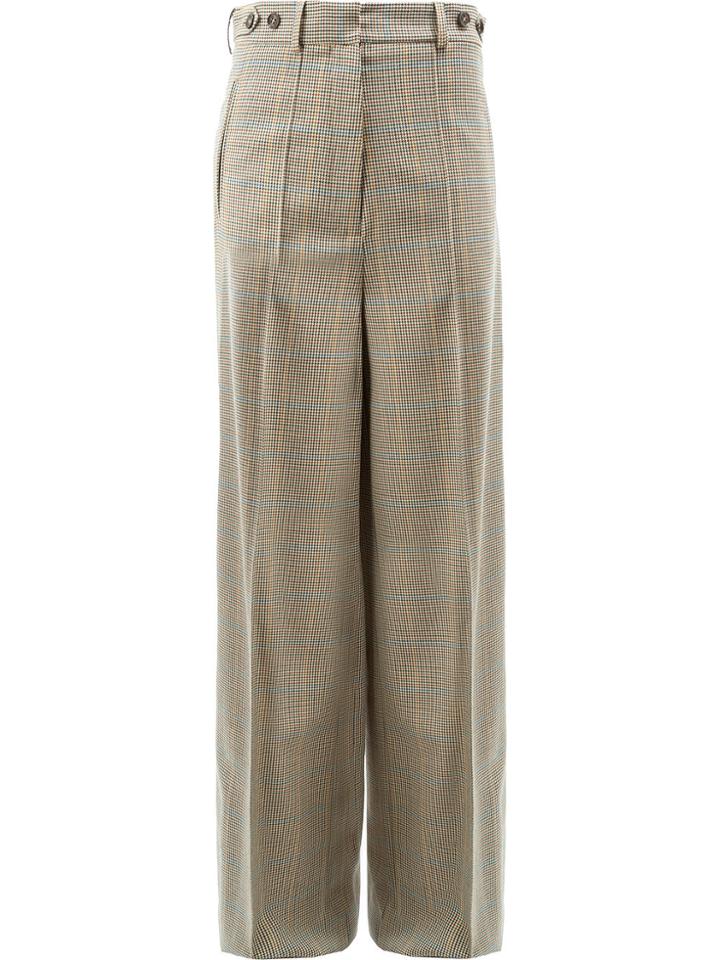 Rokh Houndstooth Wide Leg Trousers - Nude & Neutrals