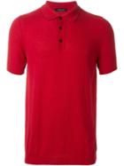 Roberto Collina Shortsleeved Knit Polo Shirt, Men's, Size: 52, Red, Cotton/polyamide