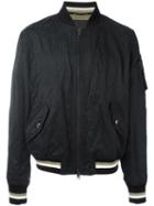 Ermanno Scervino Striped Detail Bomber Jacket, Men's, Size: 52, Black, Cupro/cotton/metallic Fibre/polyester