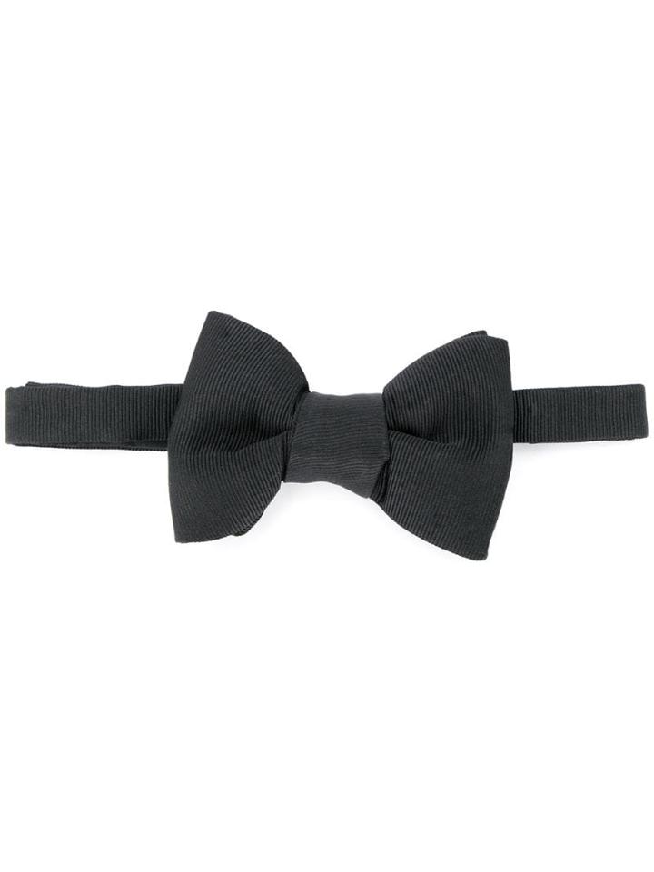 Tom Ford Ribbed Silk Bow Tie - Black