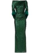 Talbot Runhof Split Sleeve Gown - Green