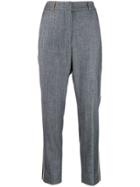 Peserico Piped Cropped Trousers - Grey