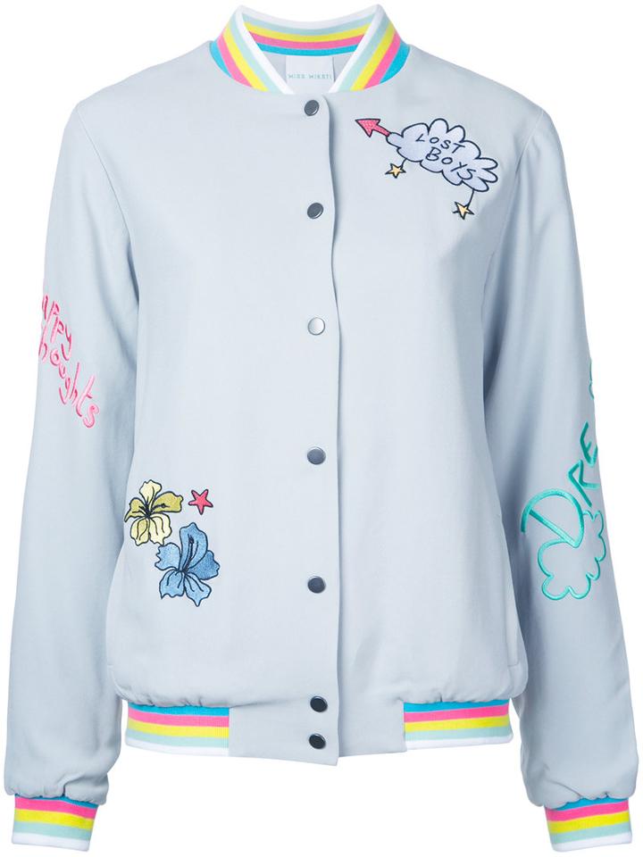 Mira Mikati - Embroidered Bomber Jacket - Women - Viscose/acetate - 38, Grey, Viscose/acetate