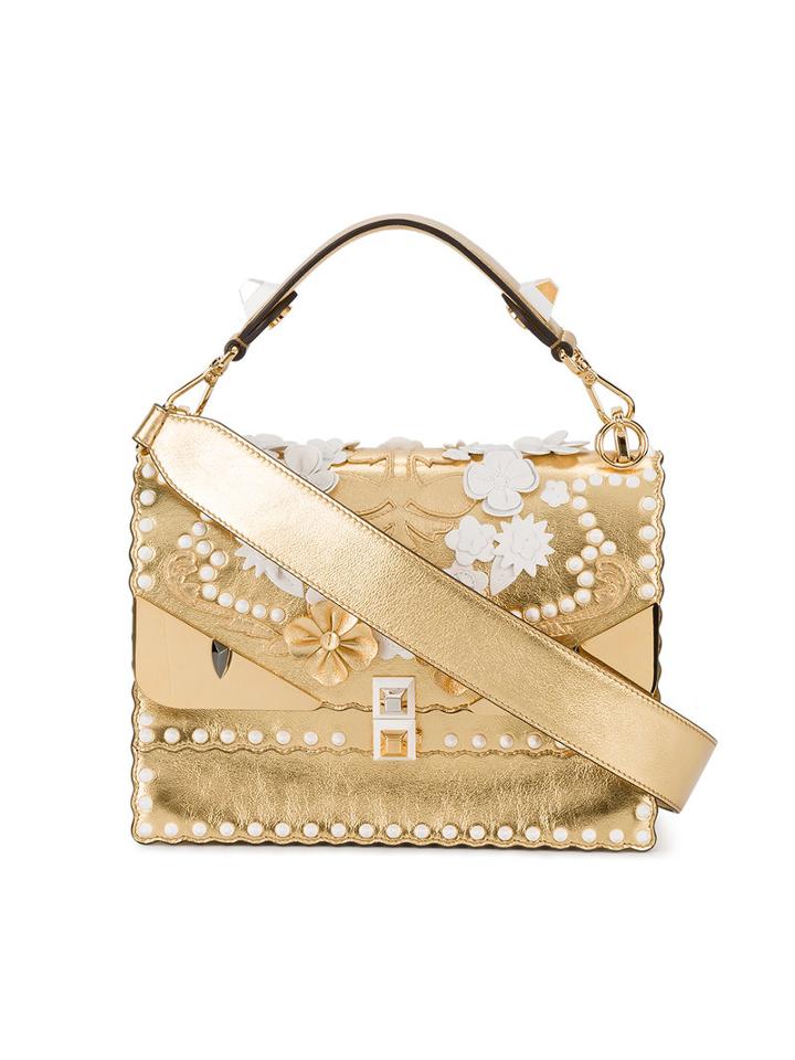 Fendi - Kan I Embossed Bug Shoulder Bag - Women - Leather/metal - One Size, Grey, Leather/metal