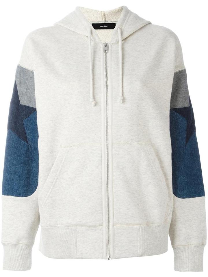 Diesel 'faves' Zipped Hoodie, Women's, Size: Xs, Grey, Cotton/polyester