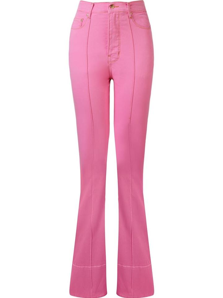 Amapô High Waist Flared Trousers, Women's, Size: 38, Pink/purple, Cotton/spandex/elastane