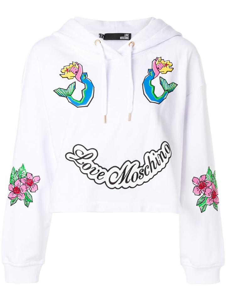 Love Moschino Mermaid Cropped Hoody - White