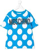 Moschino Kids Teen Polka-dot Logo T-shirt - Blue