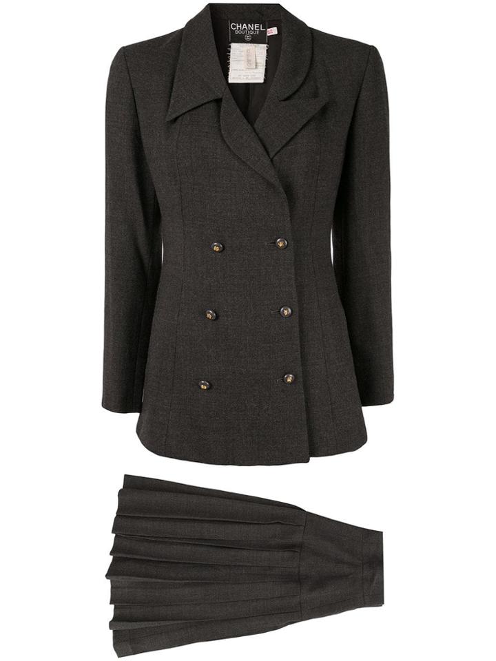 Chanel Vintage Pleated Midi Skirt - Grey