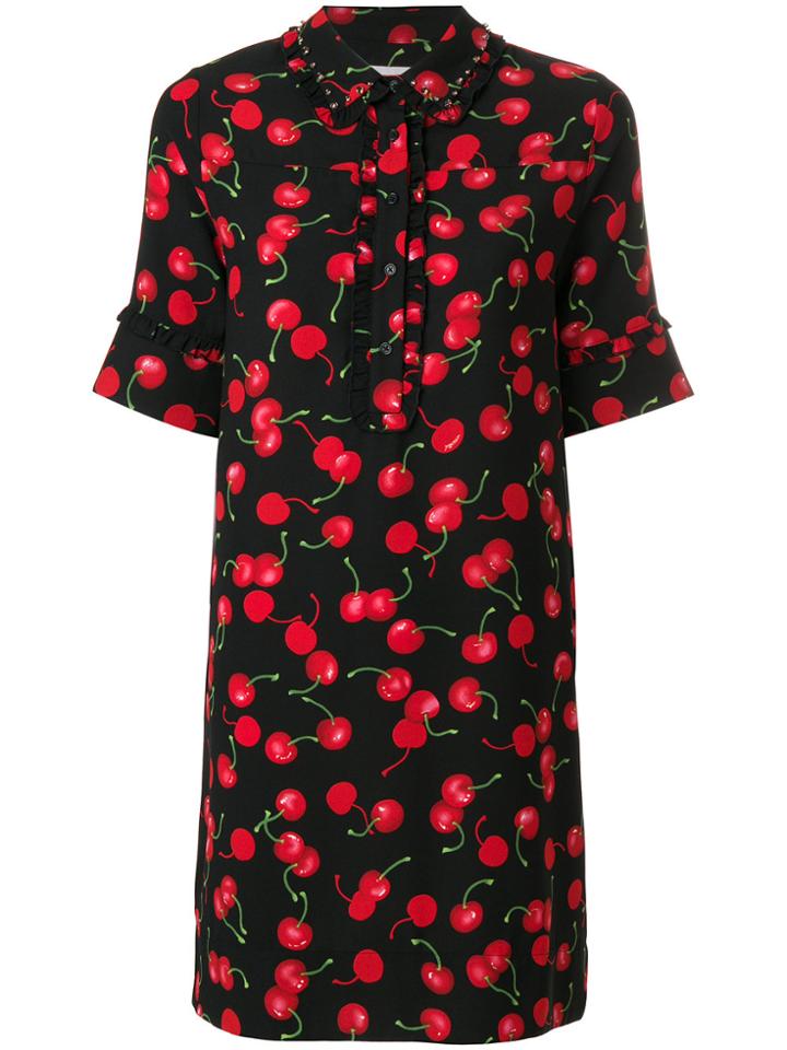 Essentiel Antwerp Cherry Print Shirt Dress - Black