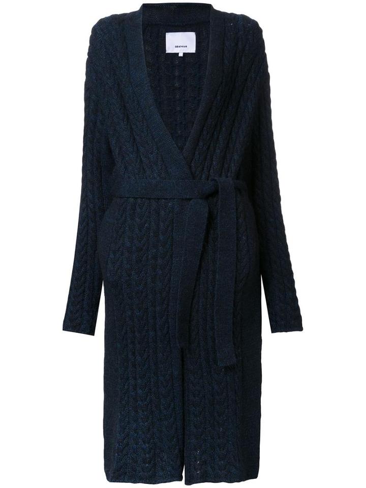 08sircus Cable Knit Gown-length Cardigan, Women's, Size: 1, Blue, Nylon/mohair/wool