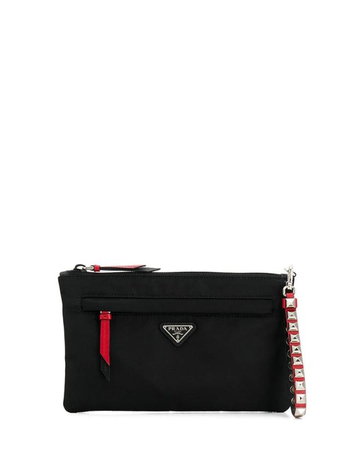 Prada Studded Embellished Clutch - Black