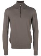 Brioni Zipped Neck Jumper - Grey