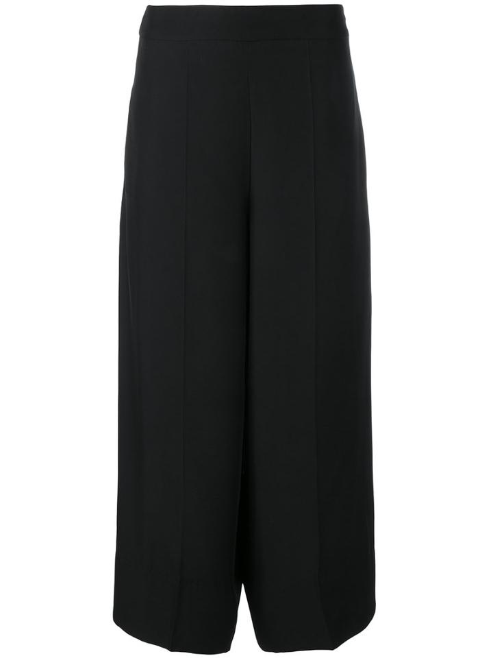 Cédric Charlier Wide-legged Cropped Trousers, Women's, Size: 44, Black, Rayon