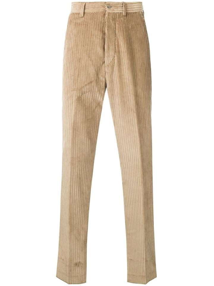 Paura Loose Fit Corduroy Trousers - Neutrals