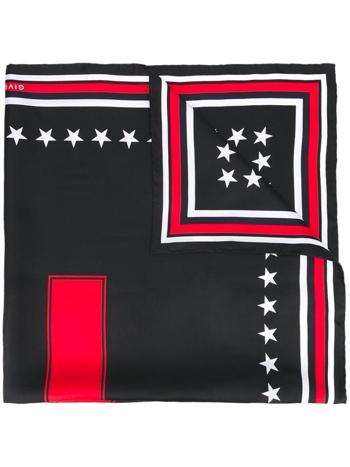 Givenchy 17 Printed Scarf, Women's, Black, Silk